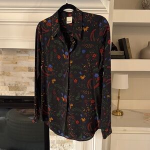 Baldwin Black Floral Button Down Shirt NWT Small